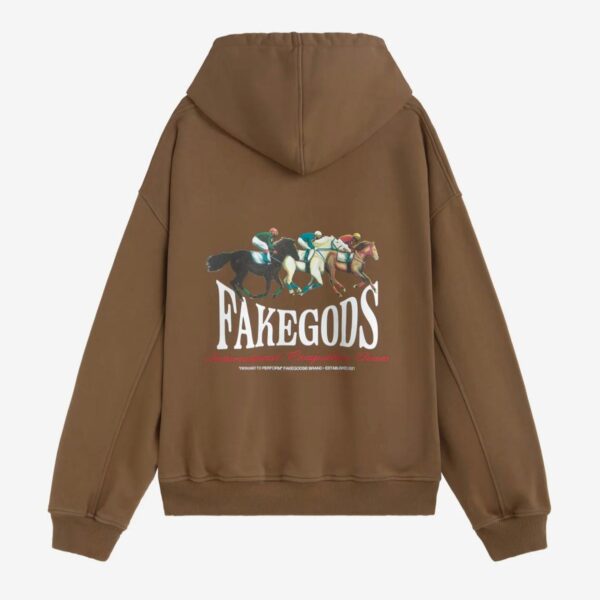 HORSE RACE WASHED HOODIE BROWN - FG