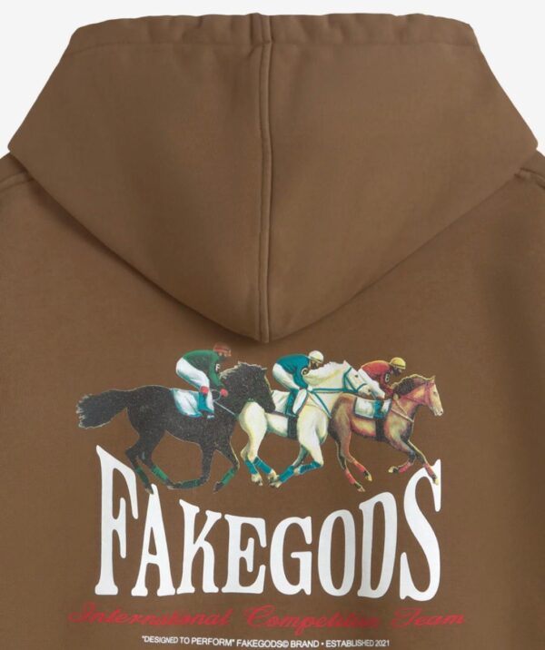HORSE RACE WASHED HOODIE BROWN - FG - Image 3