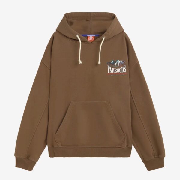 HORSE RACE WASHED HOODIE BROWN - FG - Image 2